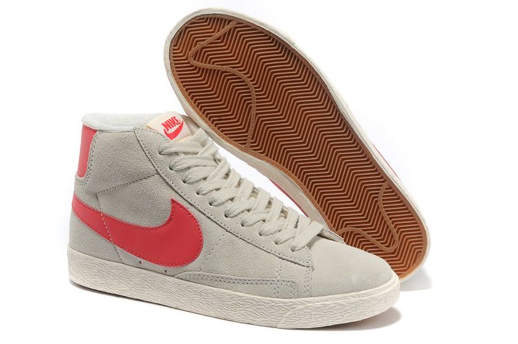 Nike Blazer Mid Suede Cru Des Femmes Chaussures Gris Clair Rose
